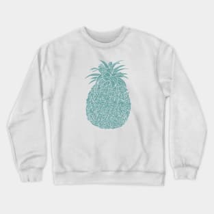 Mint Glitter Filled Pineapple Design Crewneck Sweatshirt